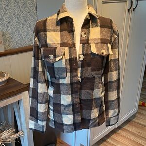 Brown and Cream Plaid Shacket